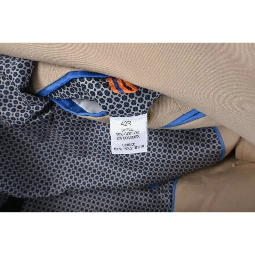Crown & Ivy Mens Suit Jacket Blazer Sport Coat Sz 42 R Khaki Tan Stretch NWT
